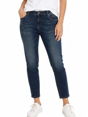 Kut From The Kloth Katy Boyfriend Jeans 6 Blue Relaxed Fit Rolled Cuff Denimcore